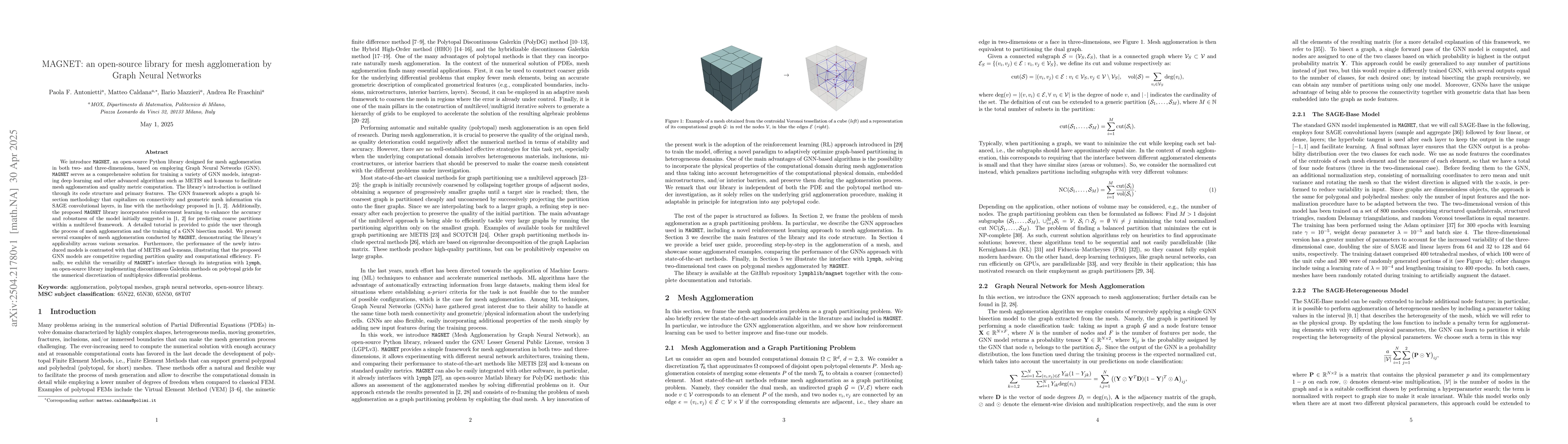 Thumbnail for MAGNET: an open-source library for mesh agglomeration by Graph Neural
  Networks