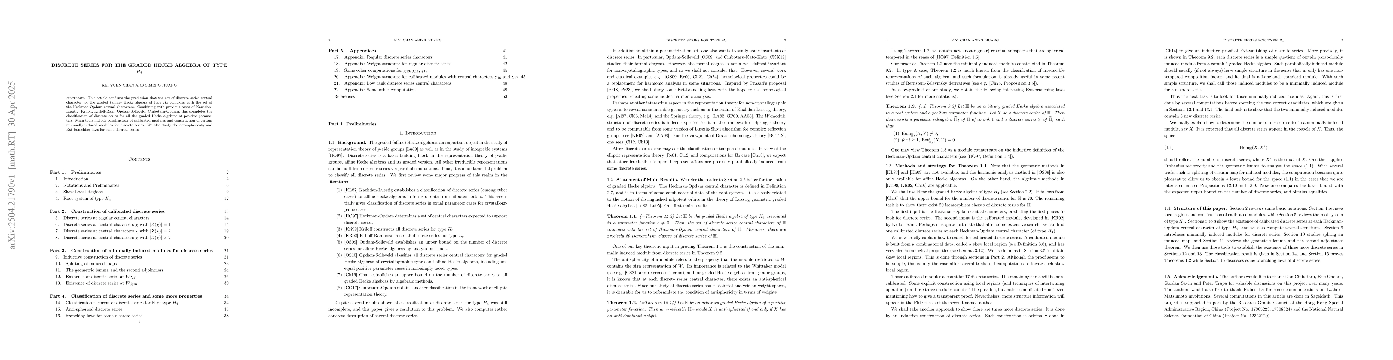 Thumbnail for Discrete series for the graded Hecke algebra of type $H_{4}$