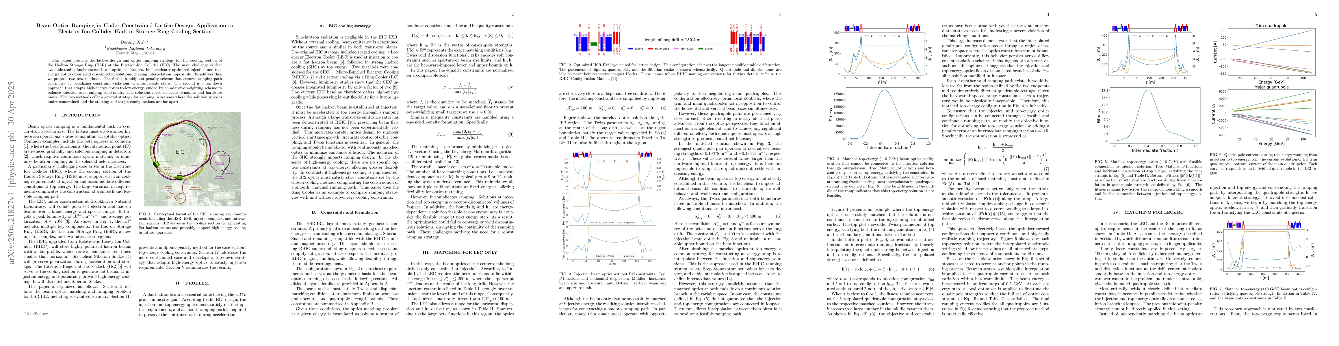 Thumbnail for Beam Optics Ramping in Under-Constrained Lattice Design: Application to
  Electron-Ion Collider Hadron Storage Ring Cooling Section