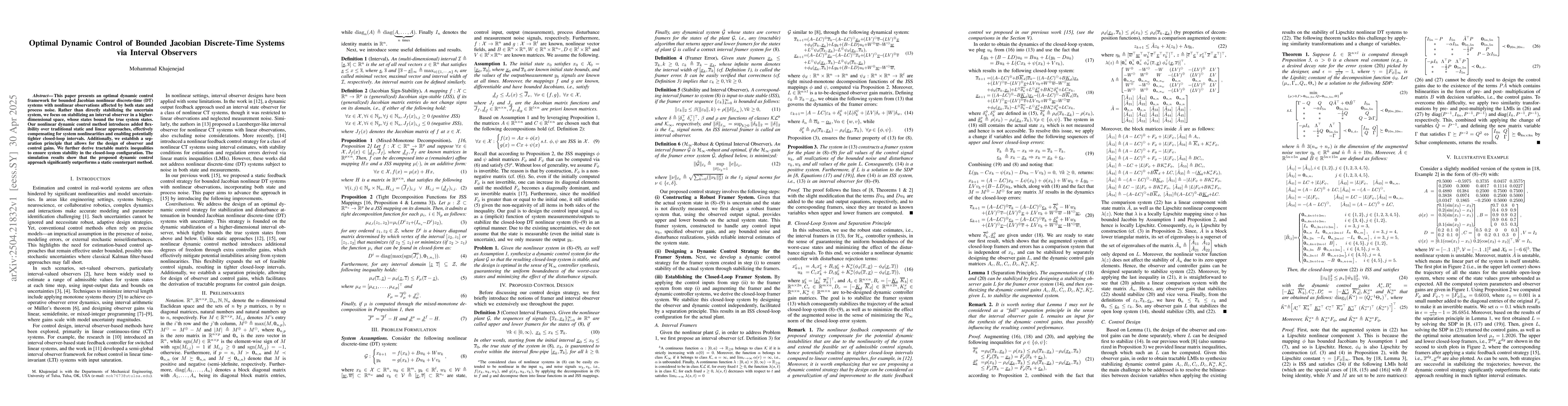 Thumbnail for Optimal Dynamic Control of Bounded Jacobian Discrete-Time Systems via
  Interval Observers