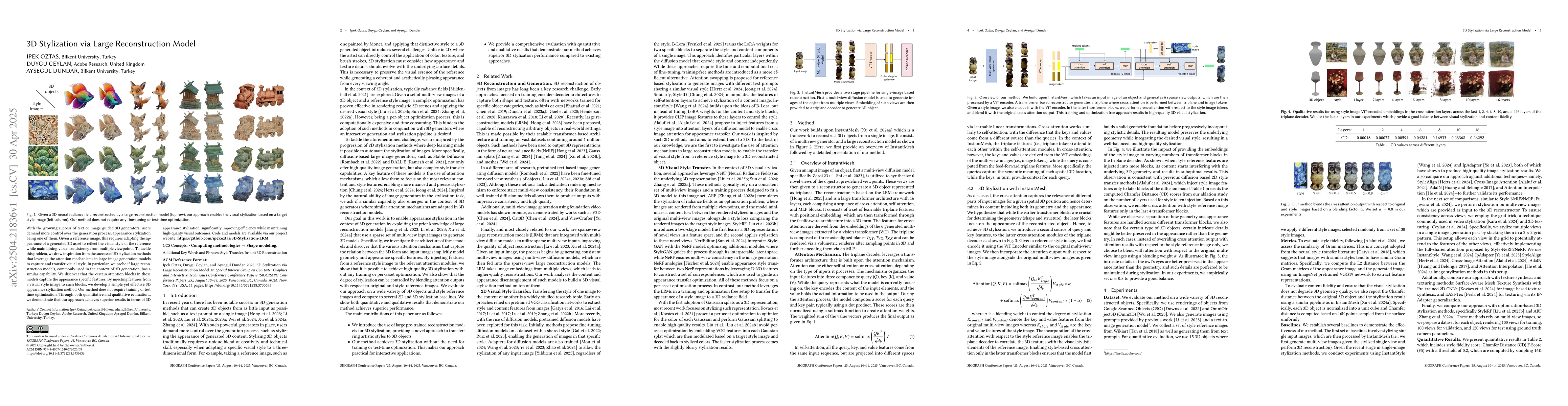 Thumbnail for 3D Stylization via Large Reconstruction Model