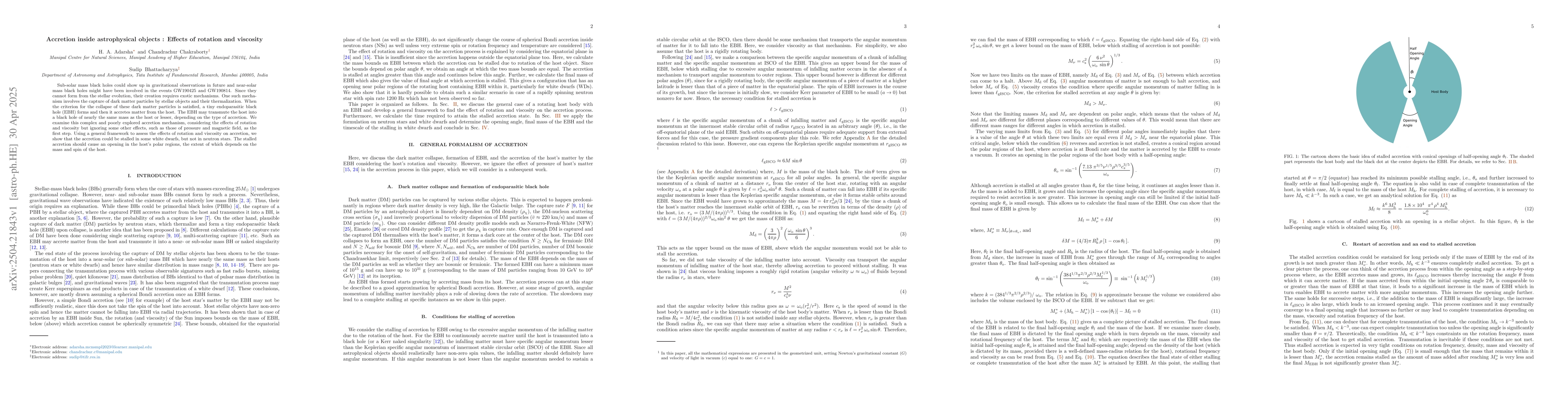 Thumbnail for Accretion inside astrophysical objects : Effects of rotation and
  viscosity