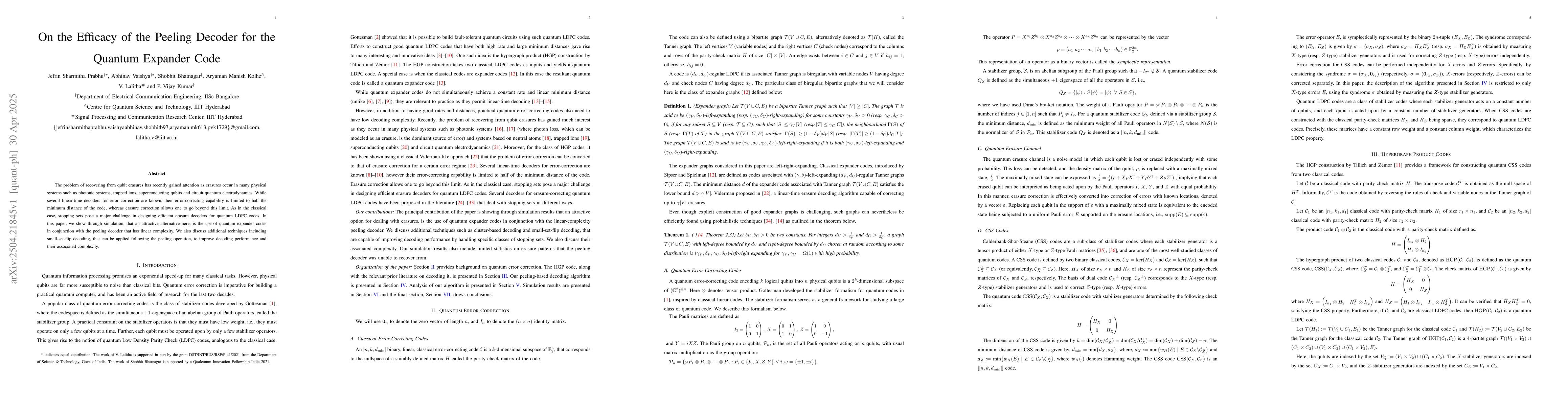 Thumbnail for On the Efficacy of the Peeling Decoder for the Quantum Expander Code
