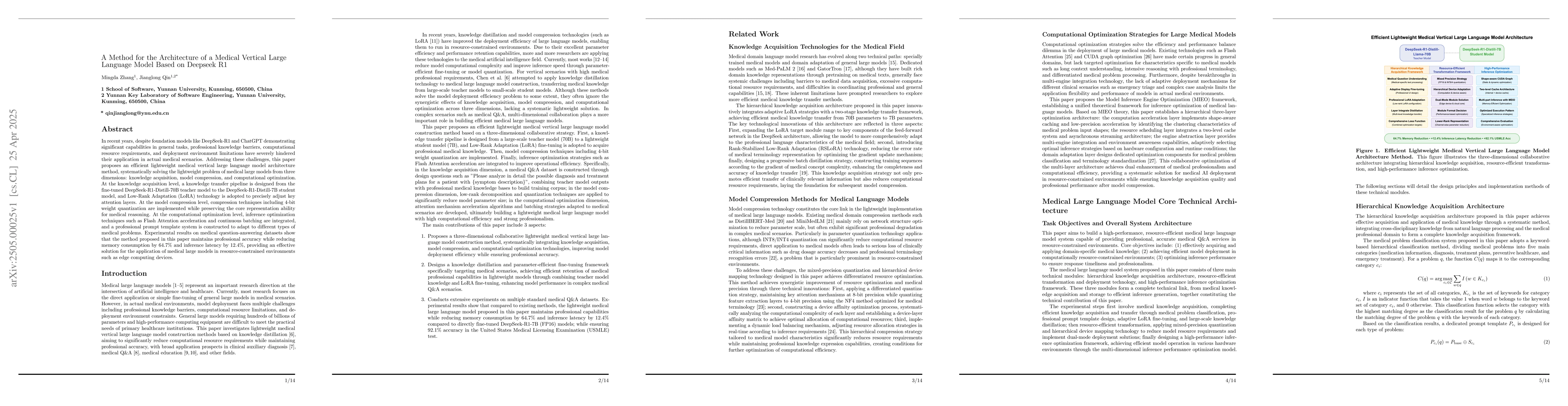Thumbnail for A Method for the Architecture of a Medical Vertical Large Language Model
  Based on Deepseek R1