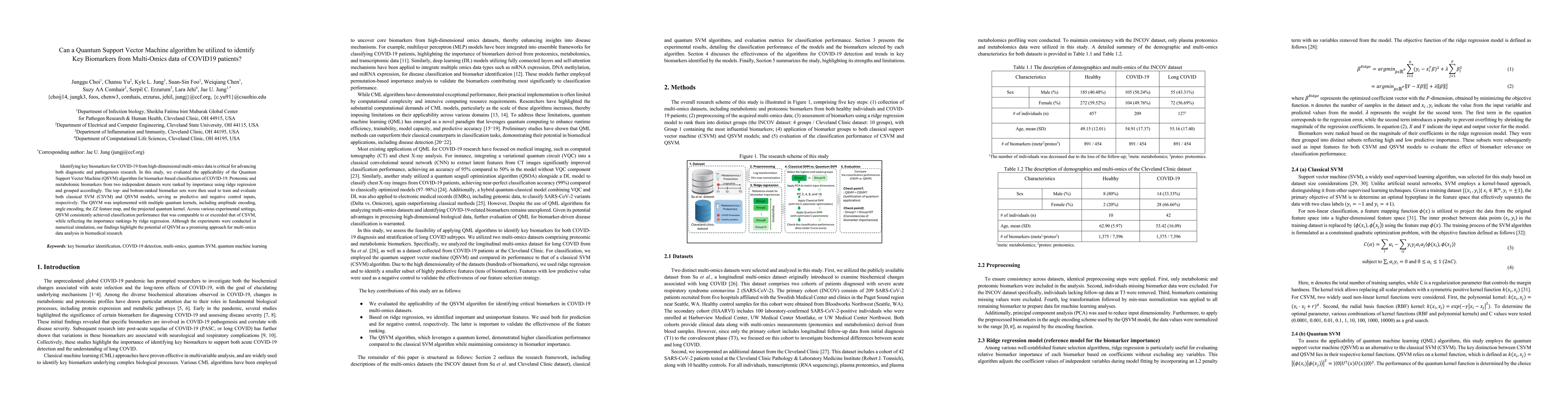 Thumbnail for Can a Quantum Support Vector Machine algorithm be utilized to identify
  Key Biomarkers from Multi-Omics data of COVID19 patients?