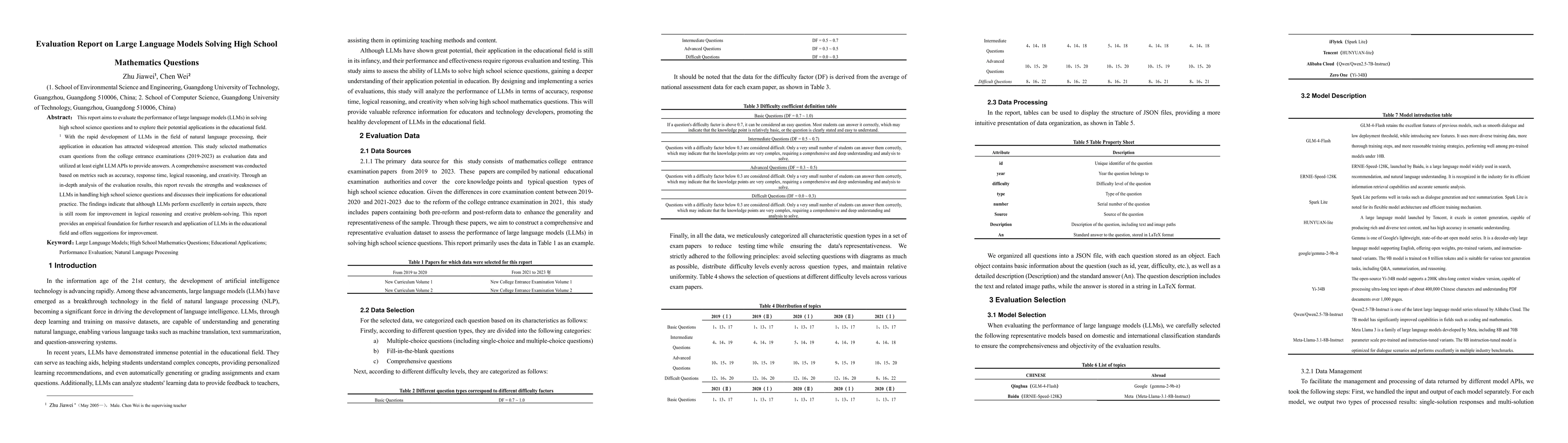 Thumbnail for A Report on the llms evaluating the high school questions