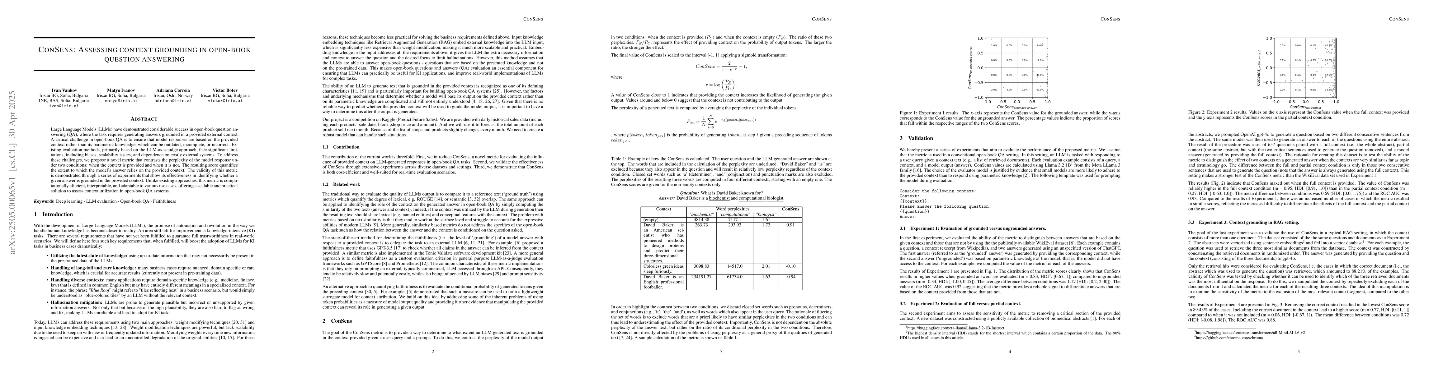 Thumbnail for ConSens: Assessing context grounding in open-book question answering