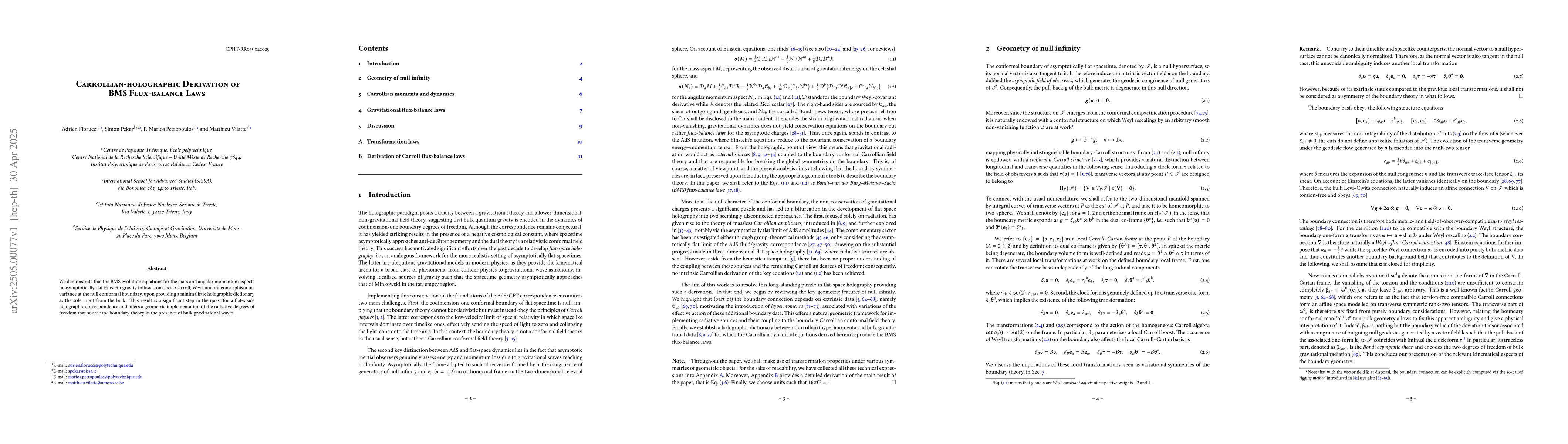 Thumbnail for Carrollian-holographic Derivation of BMS Flux-balance Laws