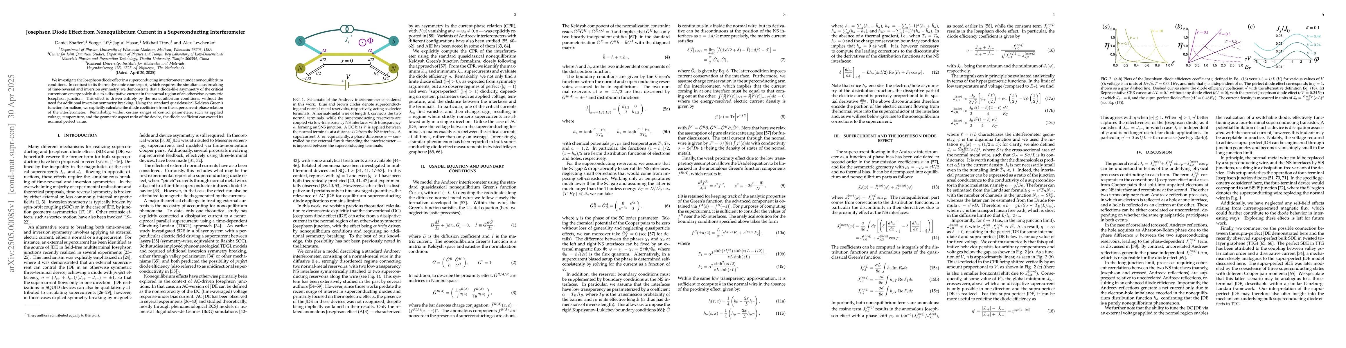 Thumbnail for Josephson Diode Effect from Nonequilibrium Current in a Superconducting
  Interferometer