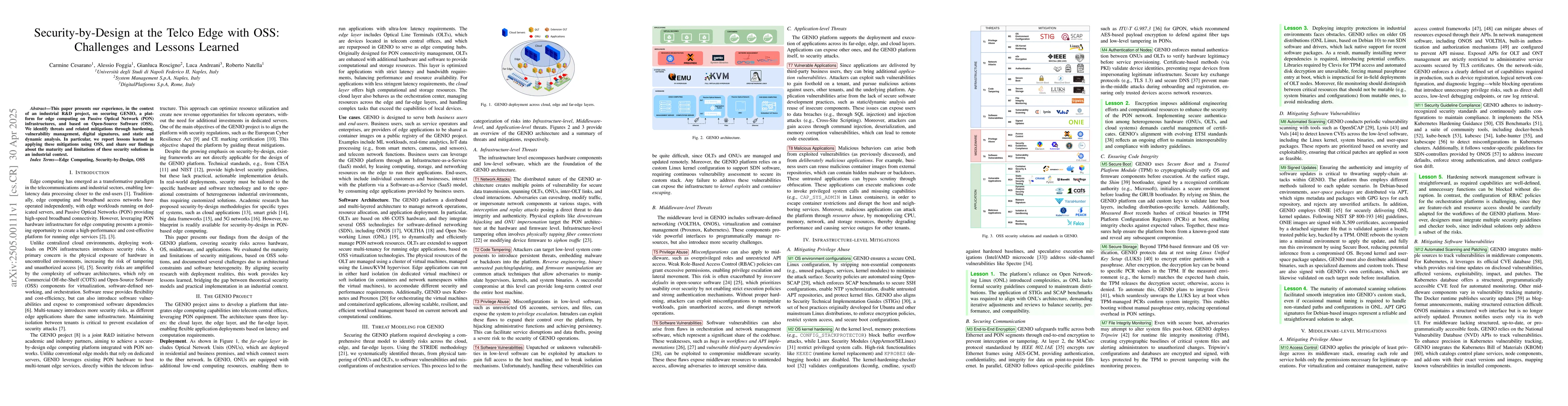 Thumbnail for Security-by-Design at the Telco Edge with OSS: Challenges and Lessons
  Learned