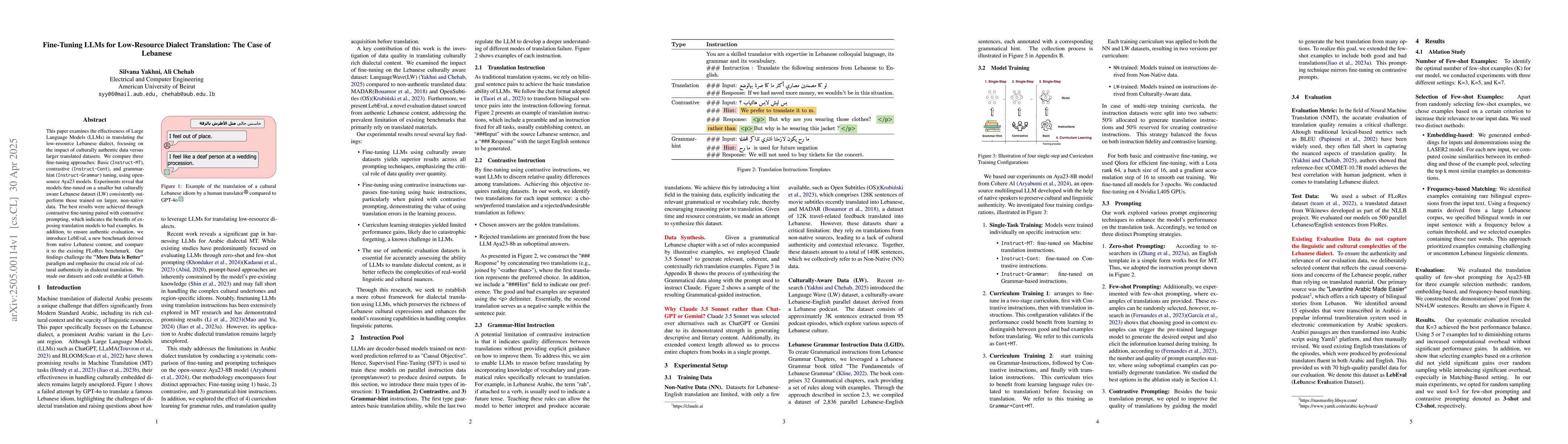Thumbnail for Fine-Tuning LLMs for Low-Resource Dialect Translation: The Case of
  Lebanese