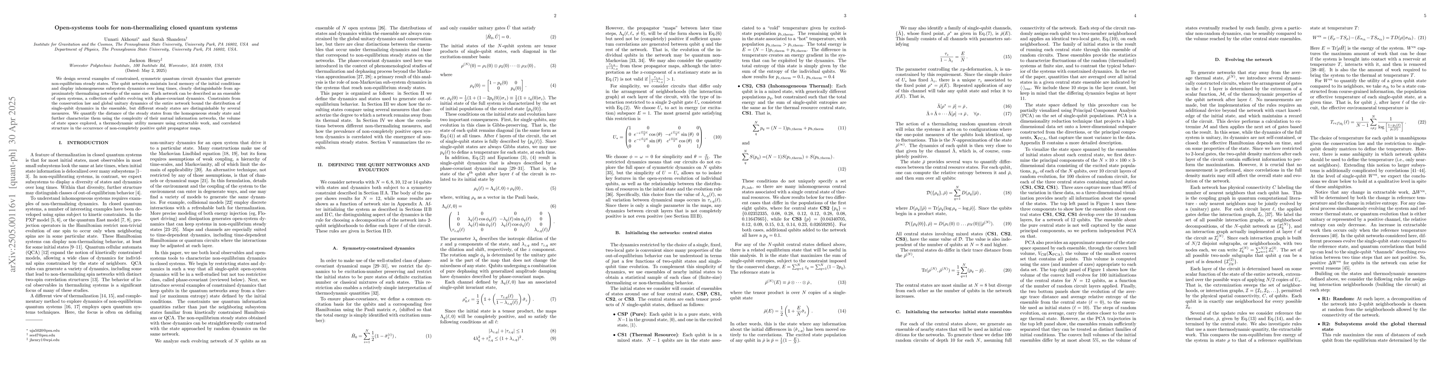 Thumbnail for Open-systems tools for non-thermalizing closed quantum systems