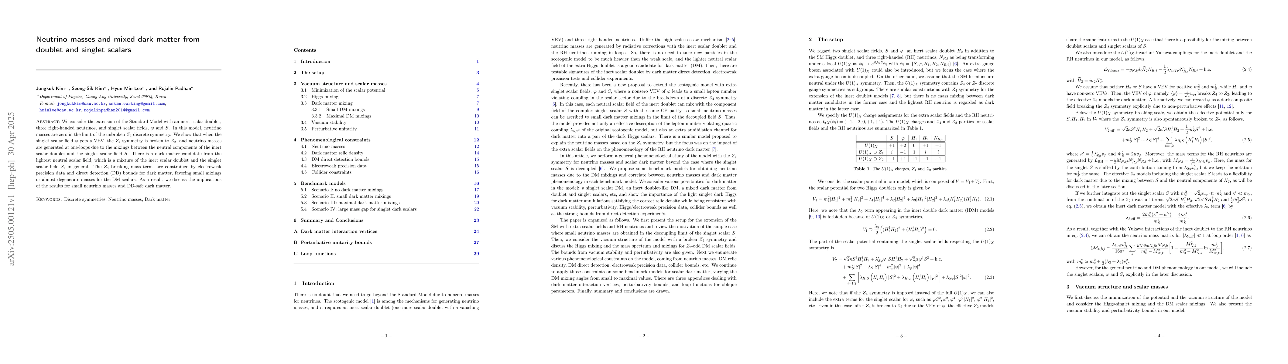 Thumbnail for Neutrino masses and mixed dark matter from doublet and singlet scalars