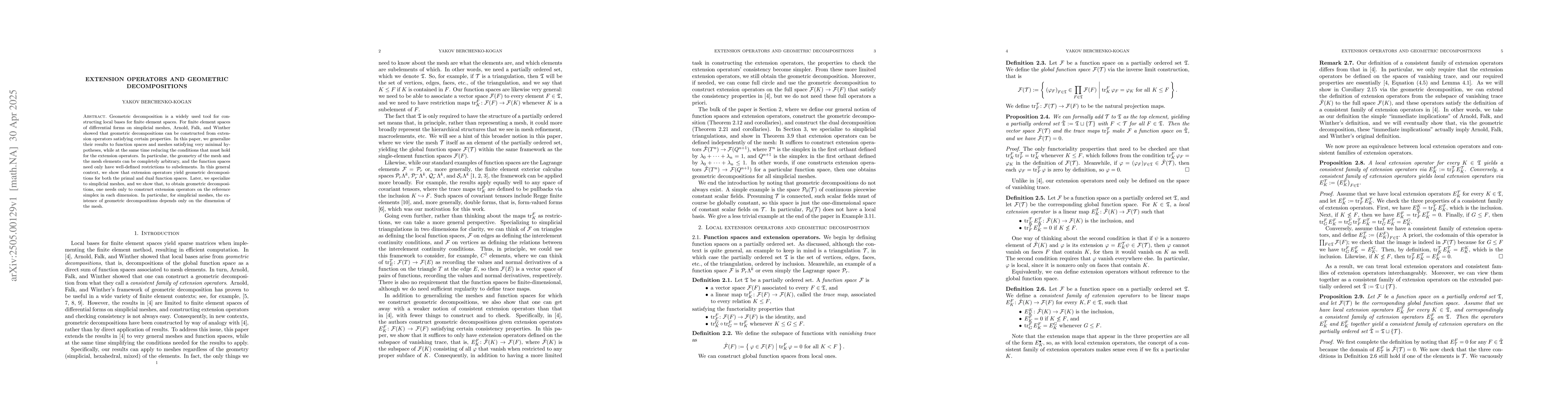 Thumbnail for Extension operators and geometric decompositions