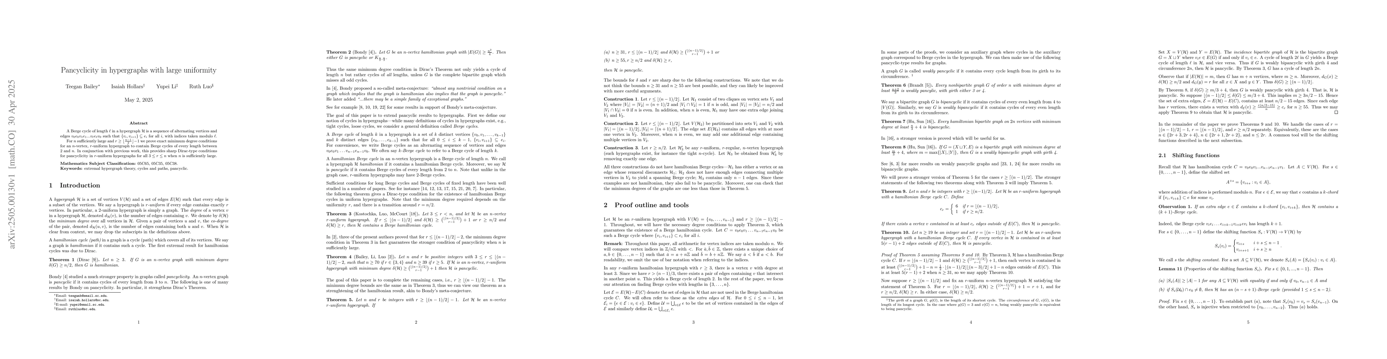 Thumbnail for Pancyclicity in hypergraphs with large uniformity