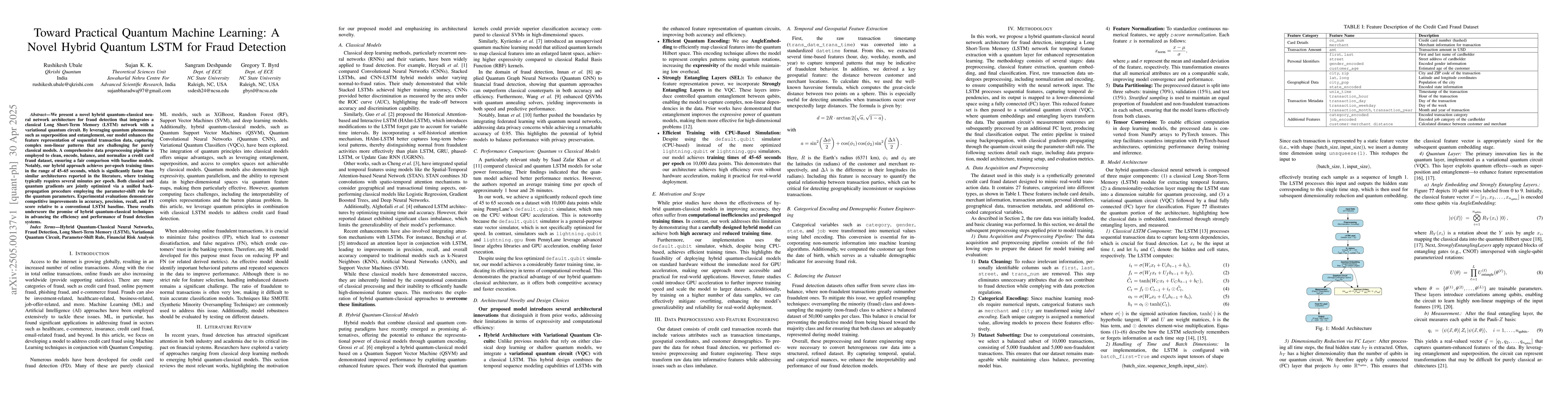 Thumbnail for Toward Practical Quantum Machine Learning: A Novel Hybrid Quantum LSTM
  for Fraud Detection