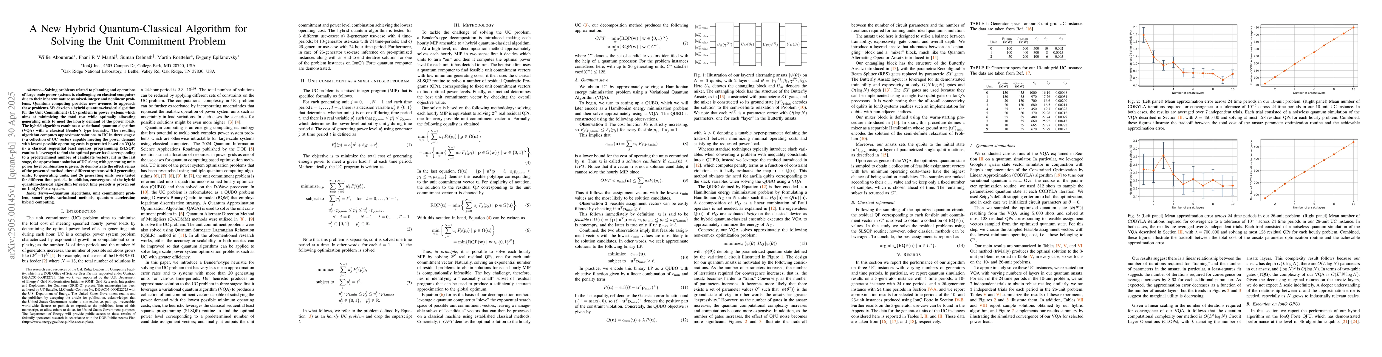 Thumbnail for A New Hybrid Quantum-Classical Algorithm for Solving the Unit Commitment
  Problem