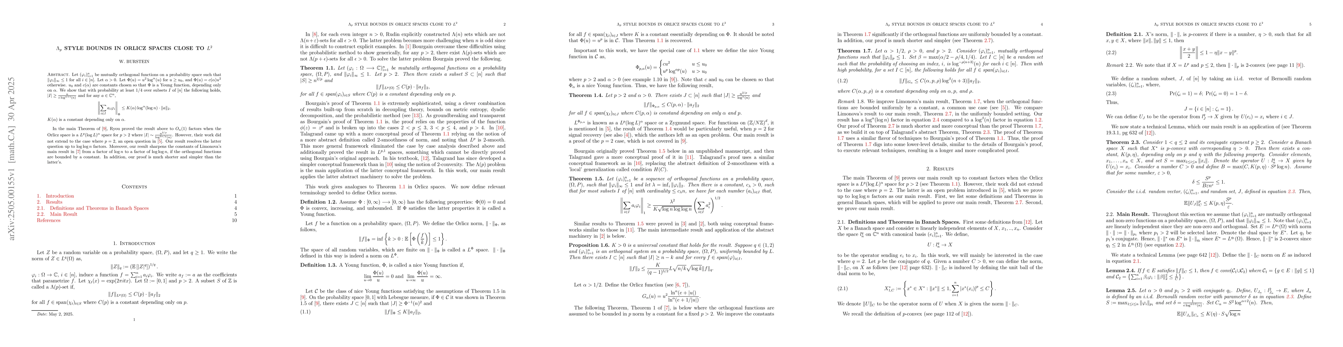 Thumbnail for [$Λ_p$ Style Bounds in Orlicz Spaces Close to $L^2$]{$Λ_p$
  Style Bounds in Orlicz Spaces Close to $L^2$}