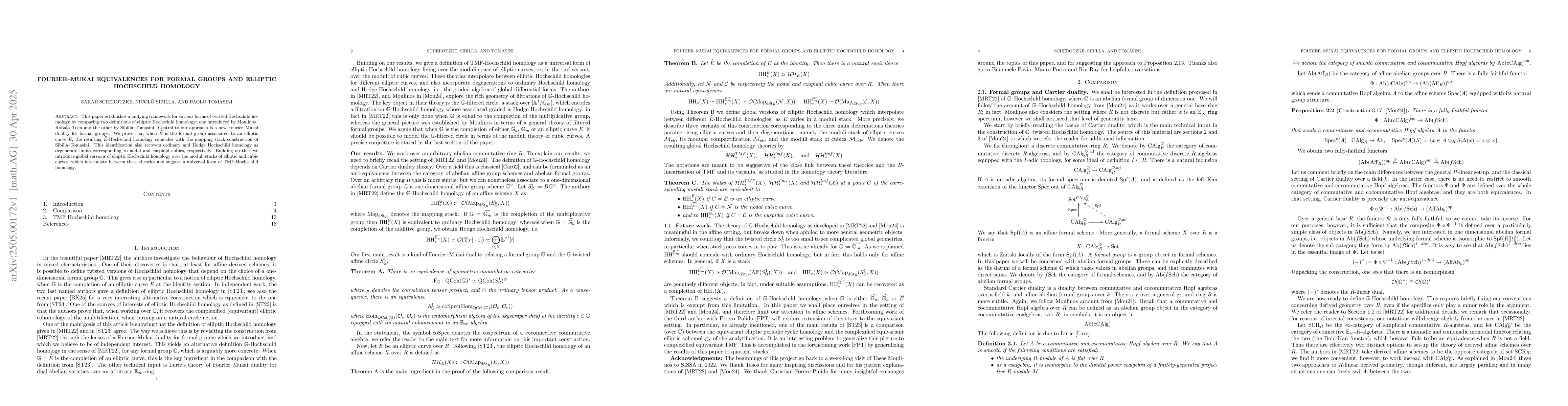 Thumbnail for Fourier--Mukai equivalences for formal groups and elliptic Hochschild
  homology