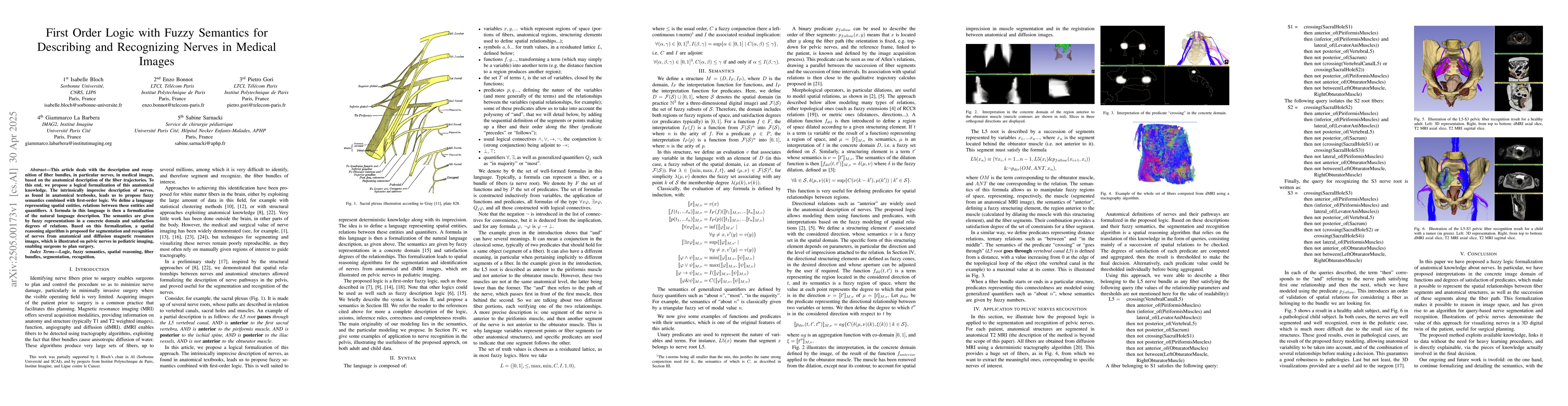 Thumbnail for First Order Logic with Fuzzy Semantics for Describing and Recognizing
  Nerves in Medical Images