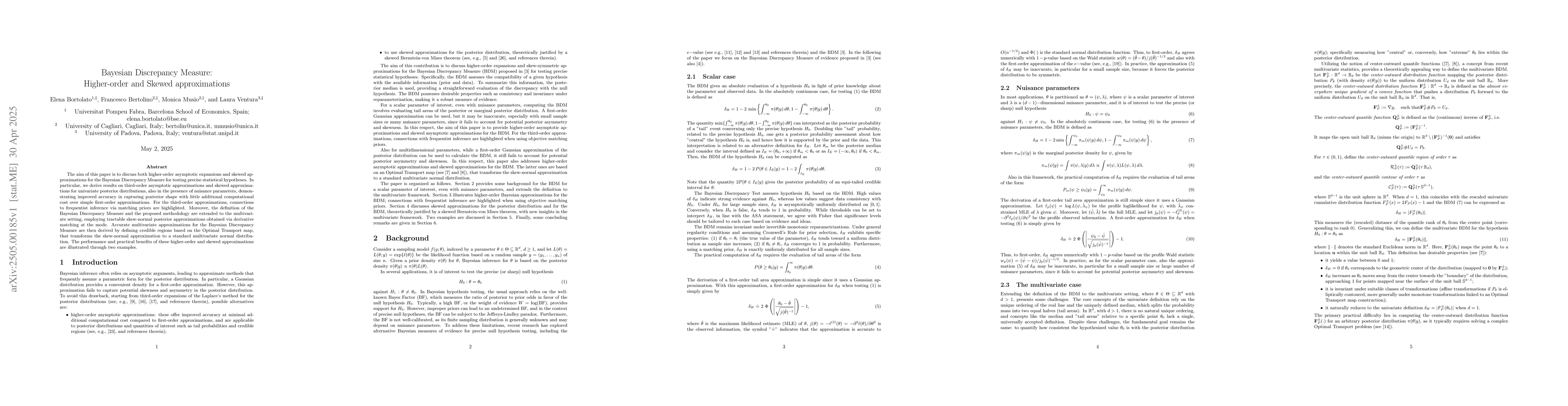 Thumbnail for Bayesian Discrepancy Measure: Higher-order and Skewed approximations