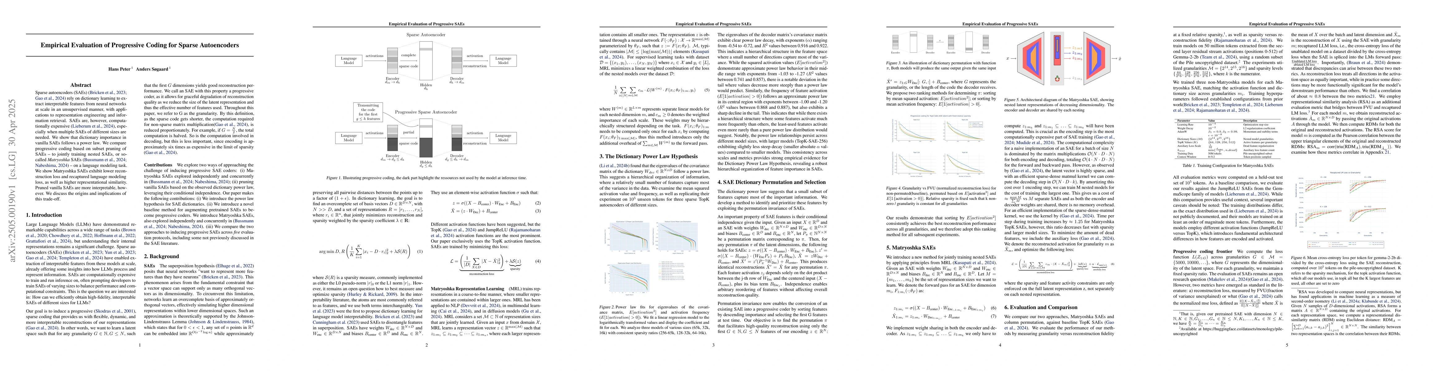 Thumbnail for Empirical Evaluation of Progressive Coding for Sparse Autoencoders