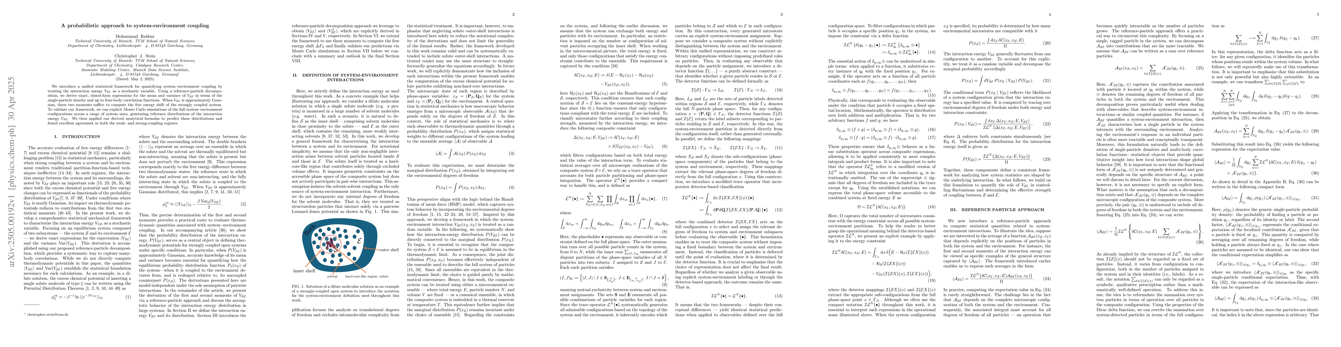 Thumbnail for A probabilistic approach to system-environment coupling