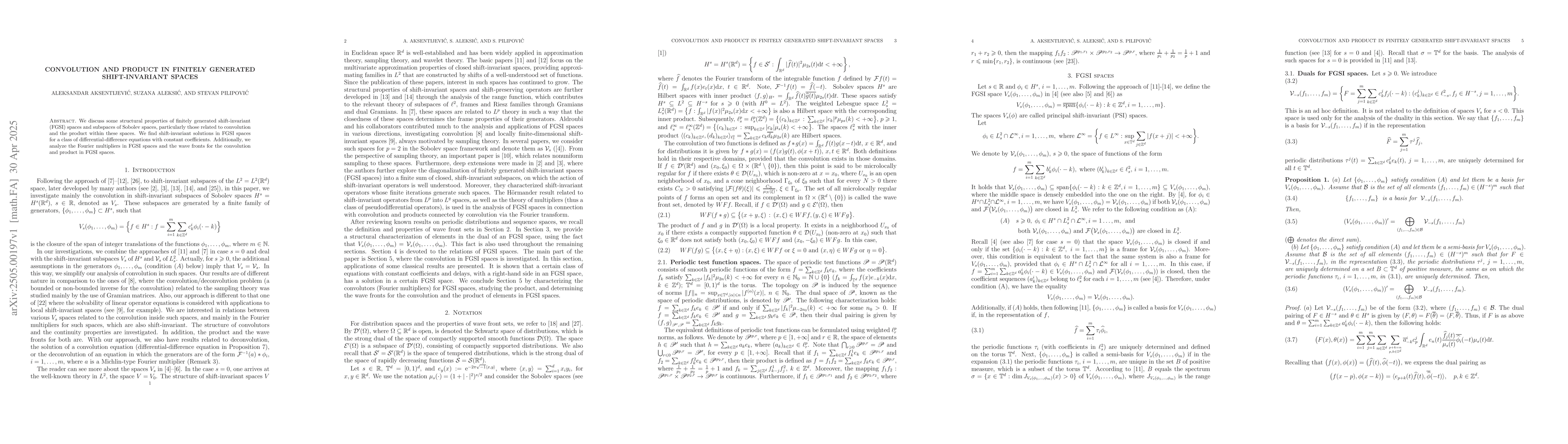Thumbnail for Convolution and product in finitely generated shift-invariant spaces