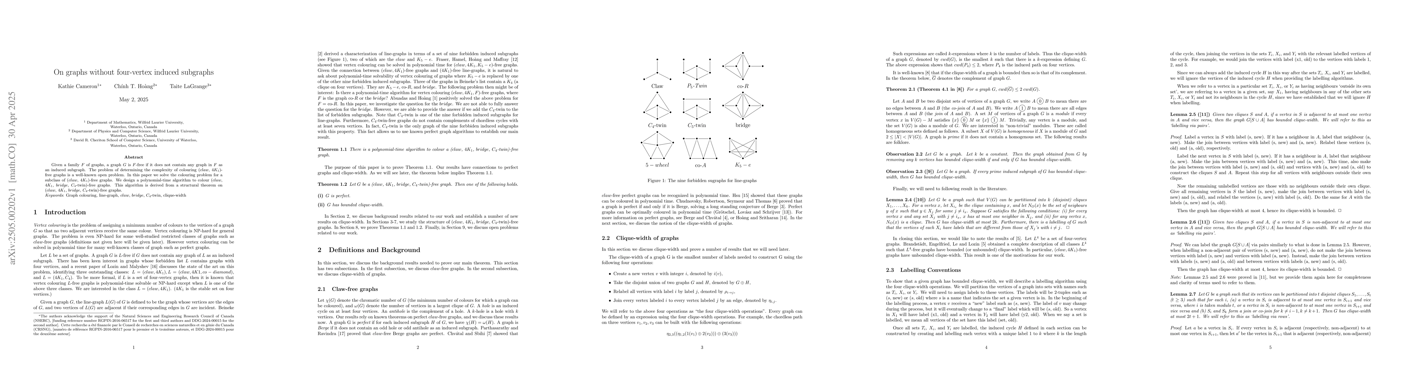 Thumbnail for On graphs without four-vertex induced subgraphs
