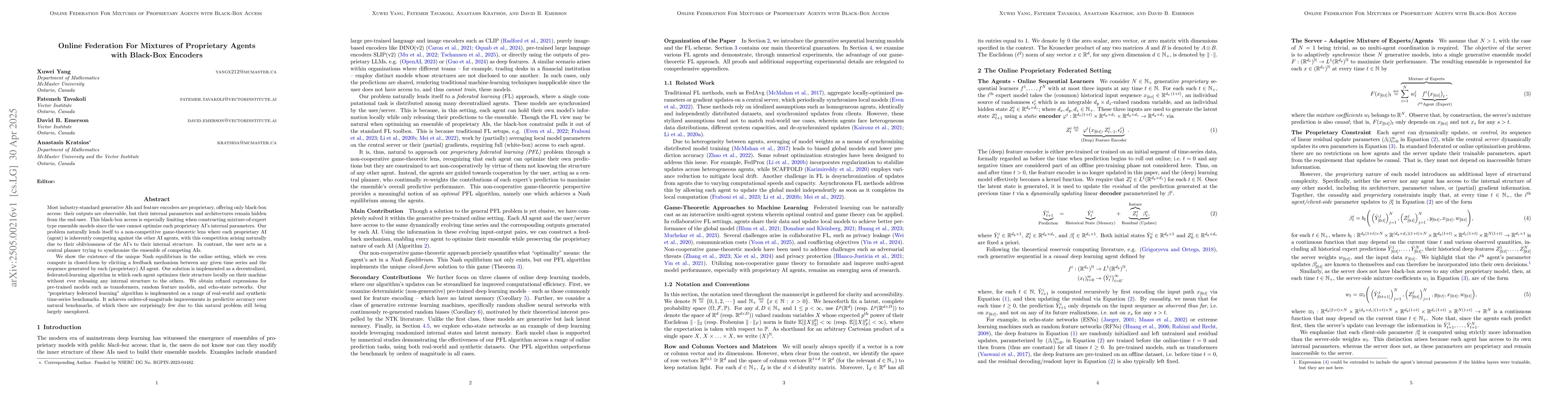 Thumbnail for Online Federation For Mixtures of Proprietary Agents with Black-Box
  Encoders