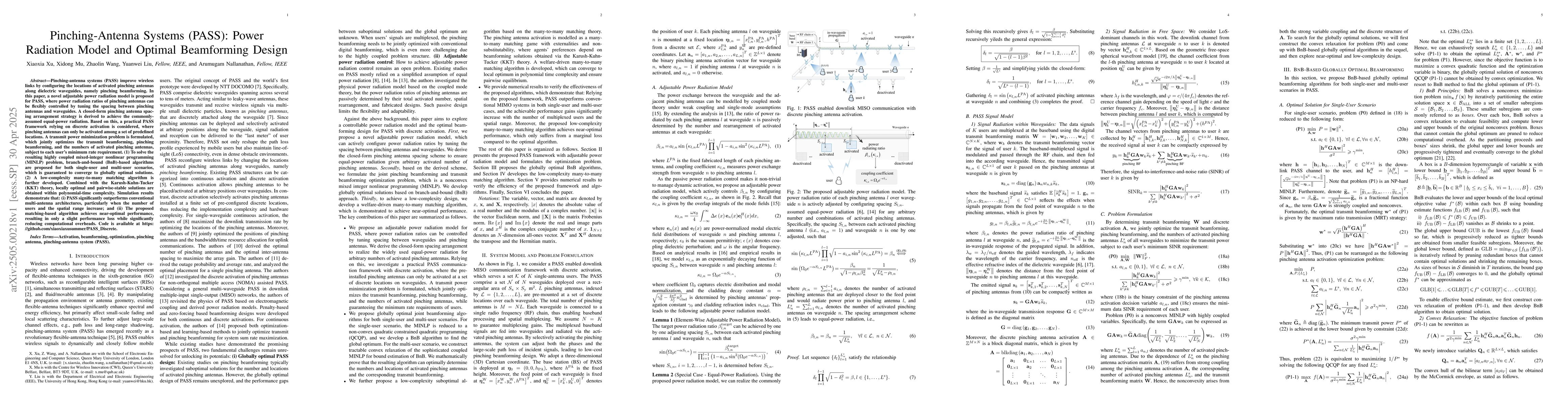Thumbnail for Pinching-Antenna Systems (PASS): Power Radiation Model and Optimal
  Beamforming Design