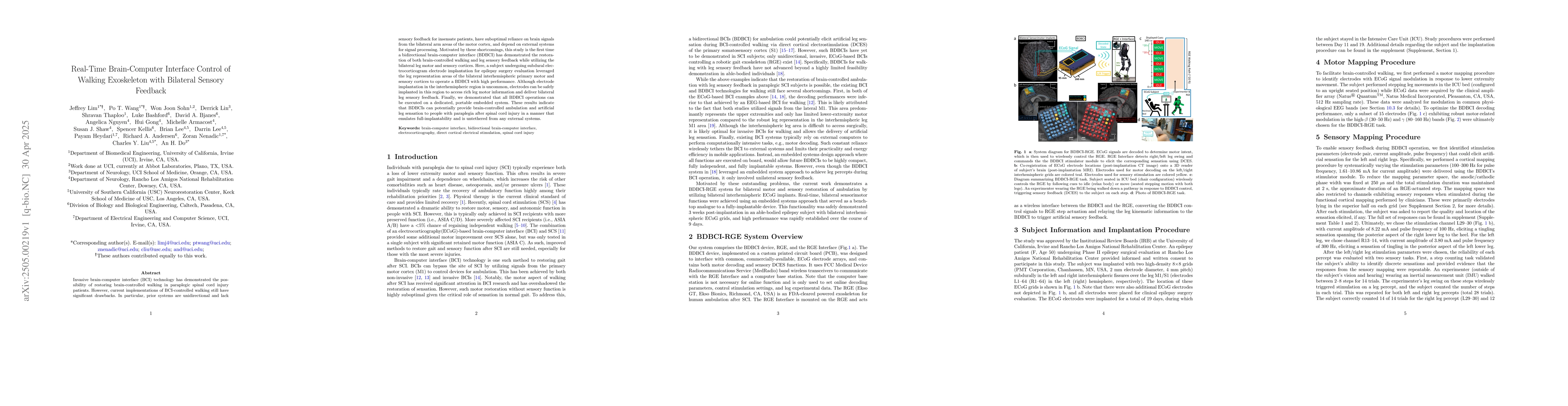 Thumbnail for Real-Time Brain-Computer Interface Control of Walking Exoskeleton with
  Bilateral Sensory Feedback