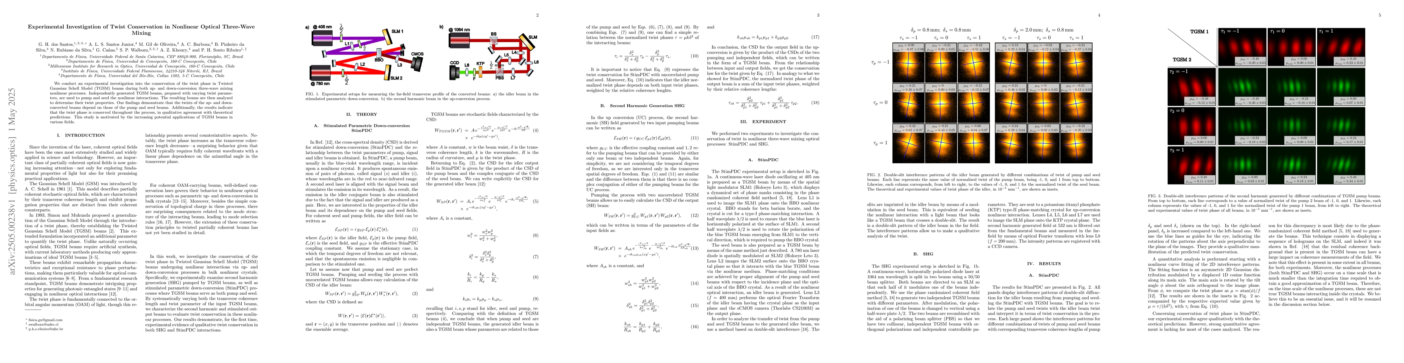 Thumbnail for Experimental Investigation of Twist Conservation in Nonlinear Optical
  Three-Wave Mixing