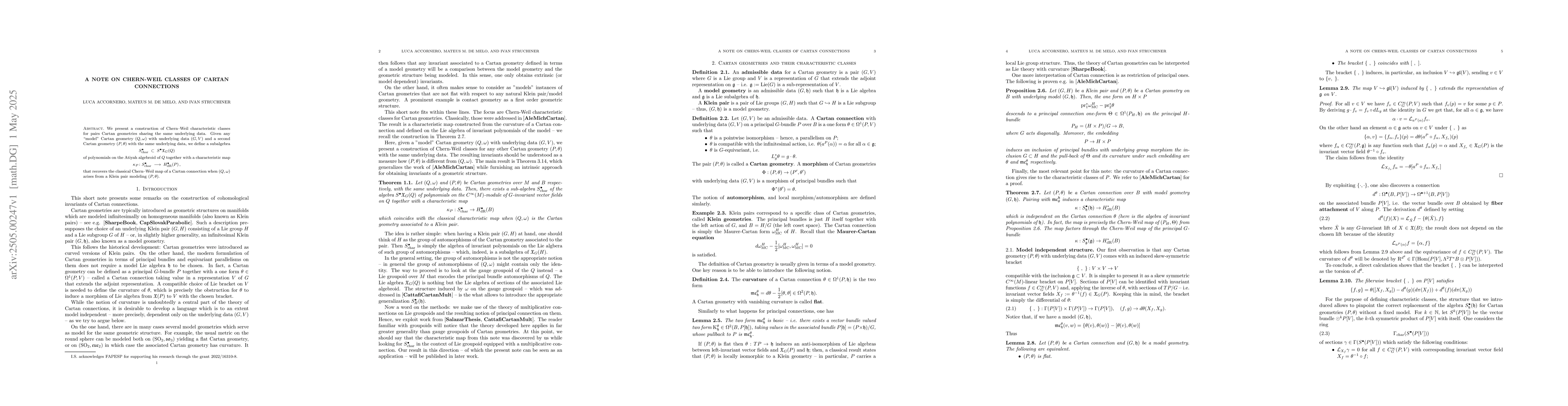 Thumbnail for A note on Chern-Weil classes of Cartan connections