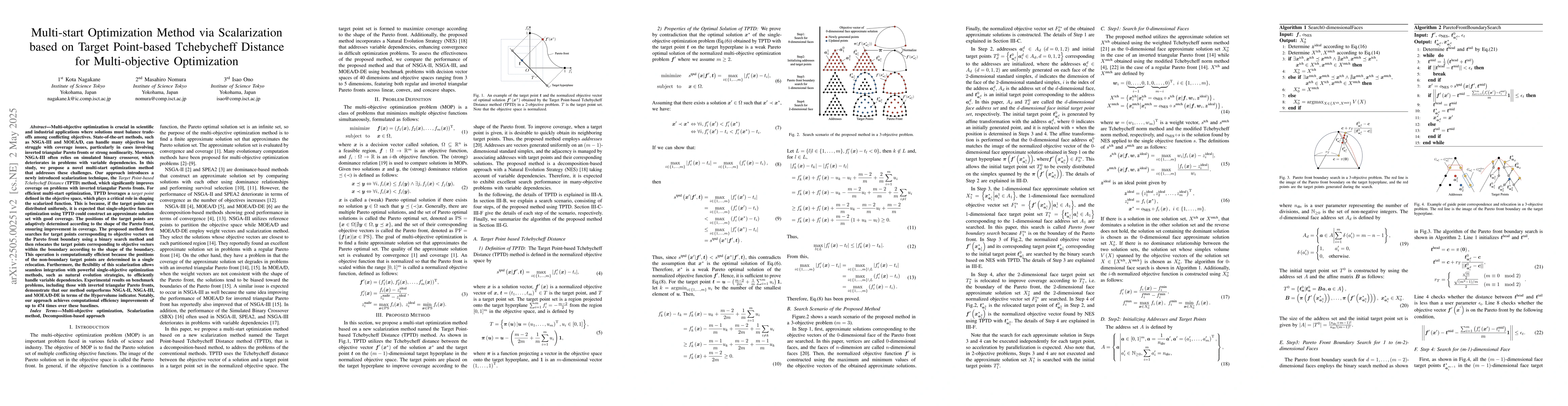 Thumbnail for Multi-start Optimization Method via Scalarization based on Target
  Point-based Tchebycheff Distance for Multi-objective Optimization