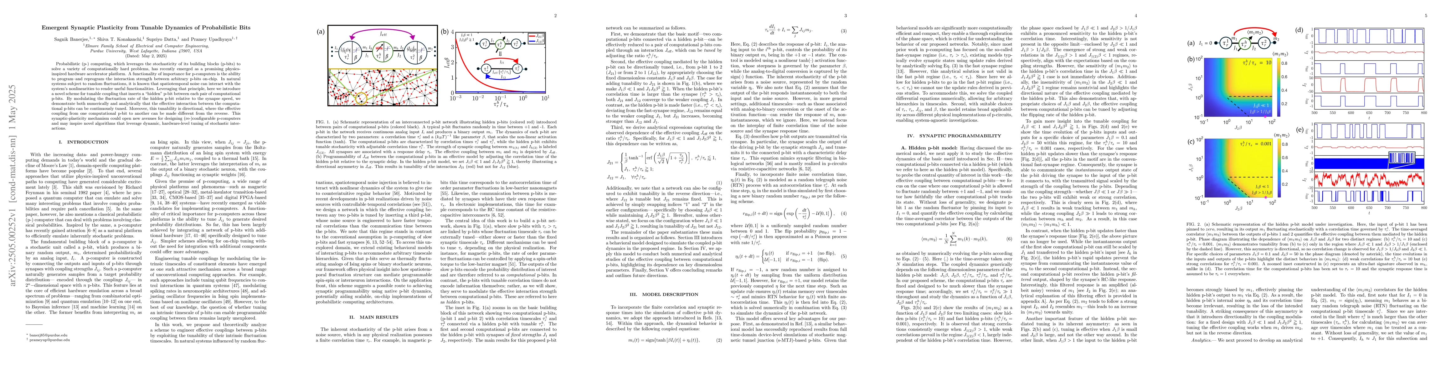 Thumbnail for Emergent Synaptic Plasticity from Tunable Dynamics of Probabilistic Bits