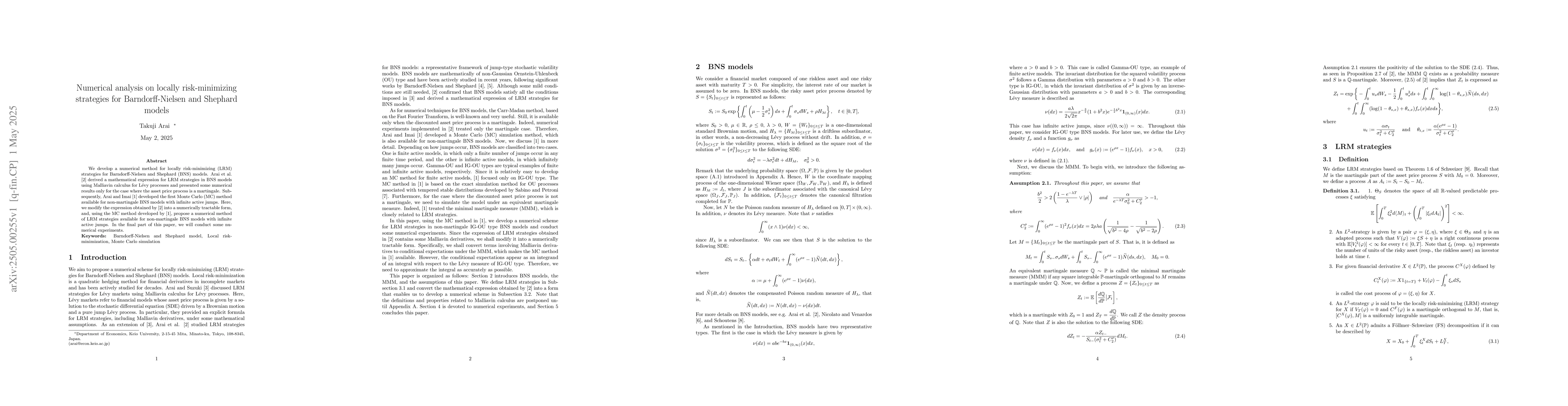 Thumbnail for Numerical analysis on locally risk-minimizing strategies for
  Barndorff-Nielsen and Shephard models