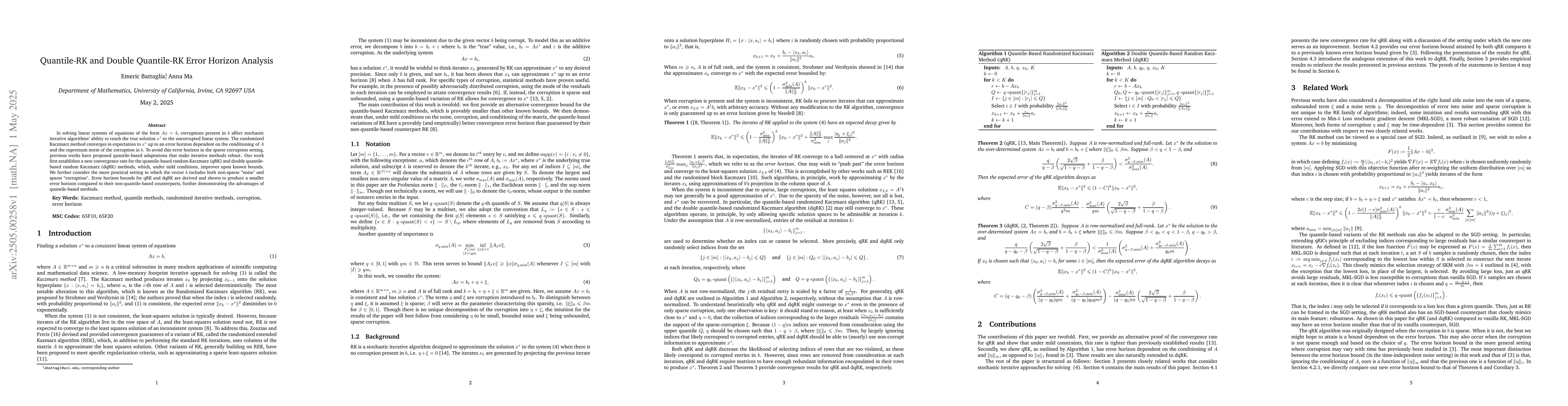 Thumbnail for Quantile-RK and Double Quantile-RK Error Horizon Analysis