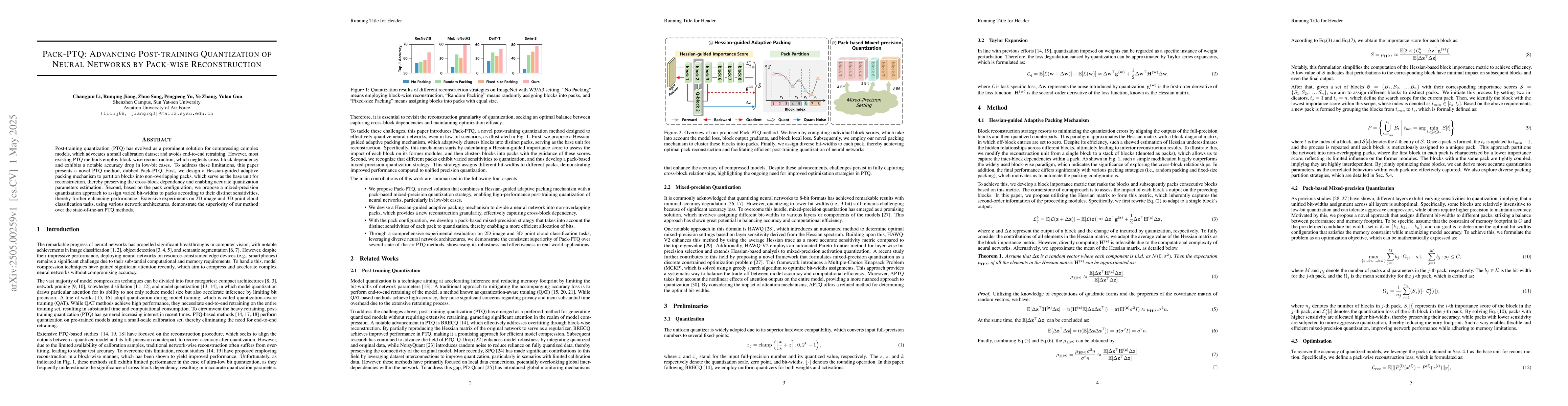 Thumbnail for Pack-PTQ: Advancing Post-training Quantization of Neural Networks by
  Pack-wise Reconstruction