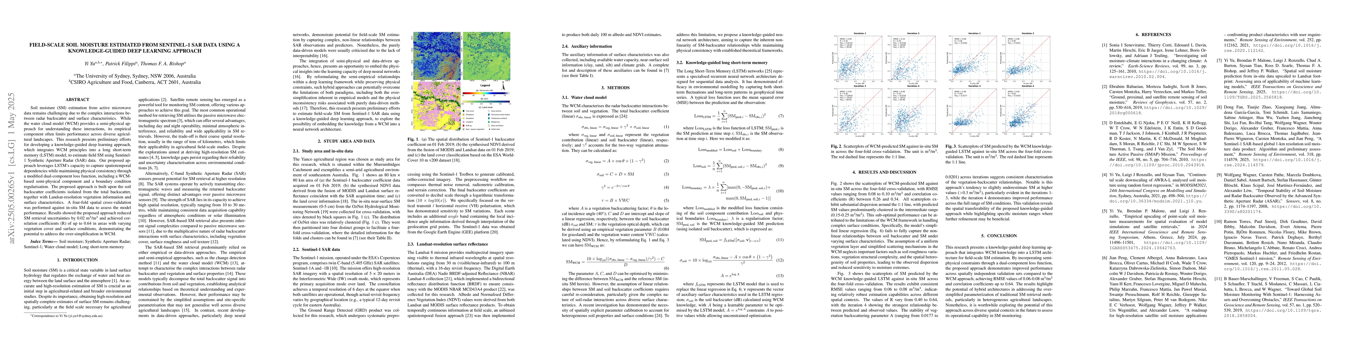 Thumbnail for Field-scale soil moisture estimated from Sentinel-1 SAR data using a
  knowledge-guided deep learning approach