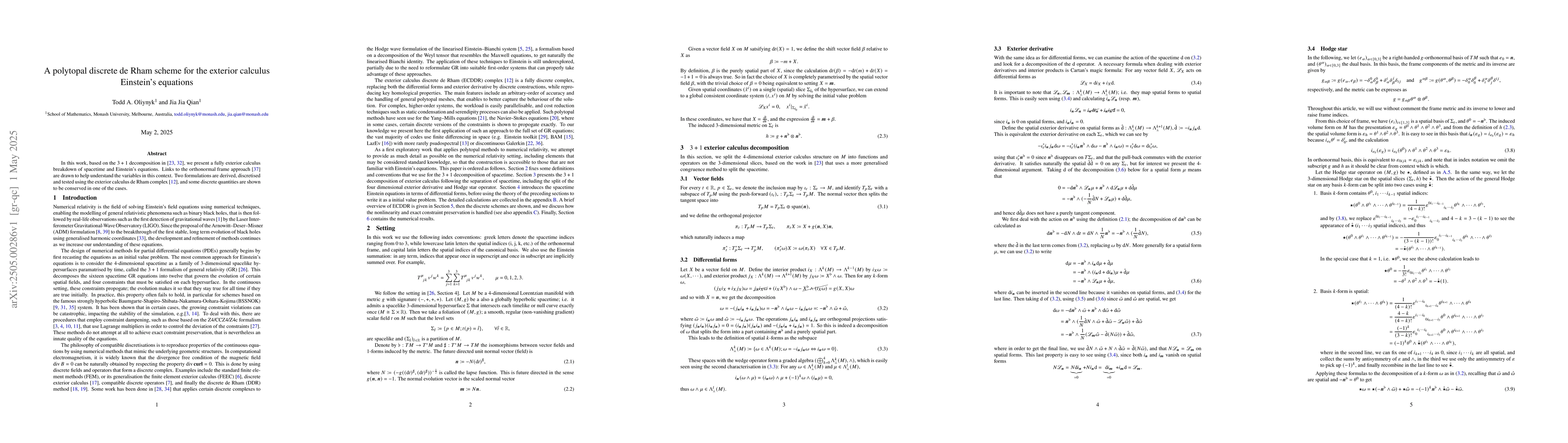 Thumbnail for A polytopal discrete de Rham scheme for the exterior calculus Einstein's
  equations