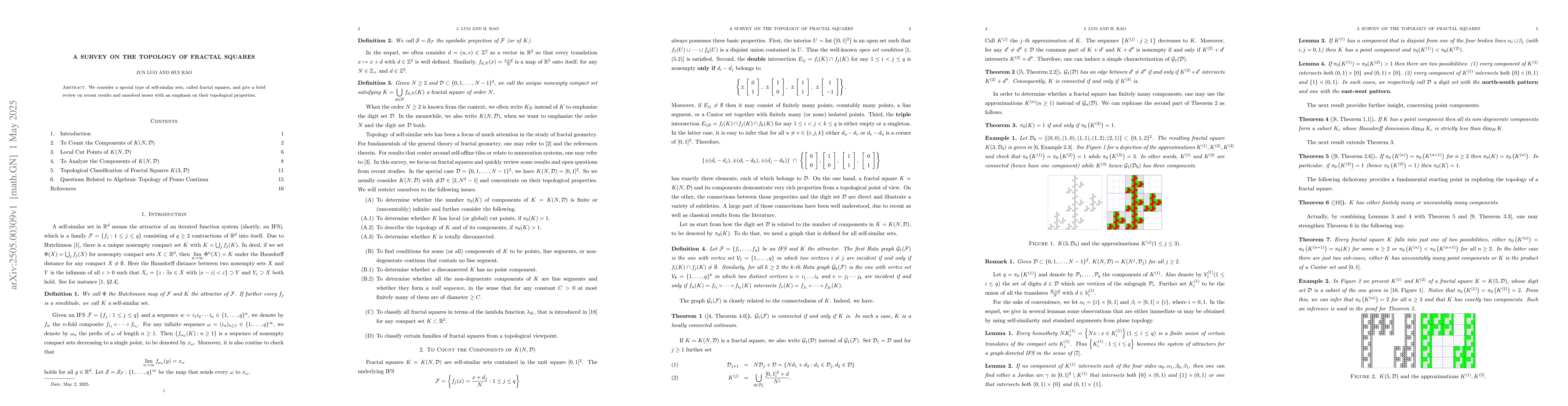 Thumbnail for A Survey on the Topology of Fractal Squares