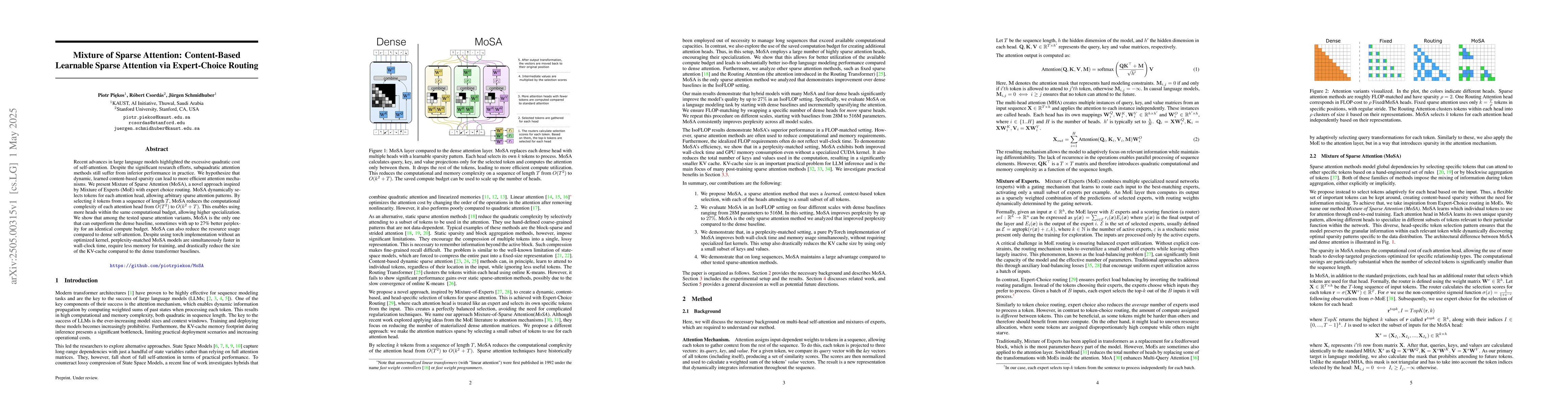 Thumbnail for Mixture of Sparse Attention: Content-Based Learnable Sparse Attention
  via Expert-Choice Routing