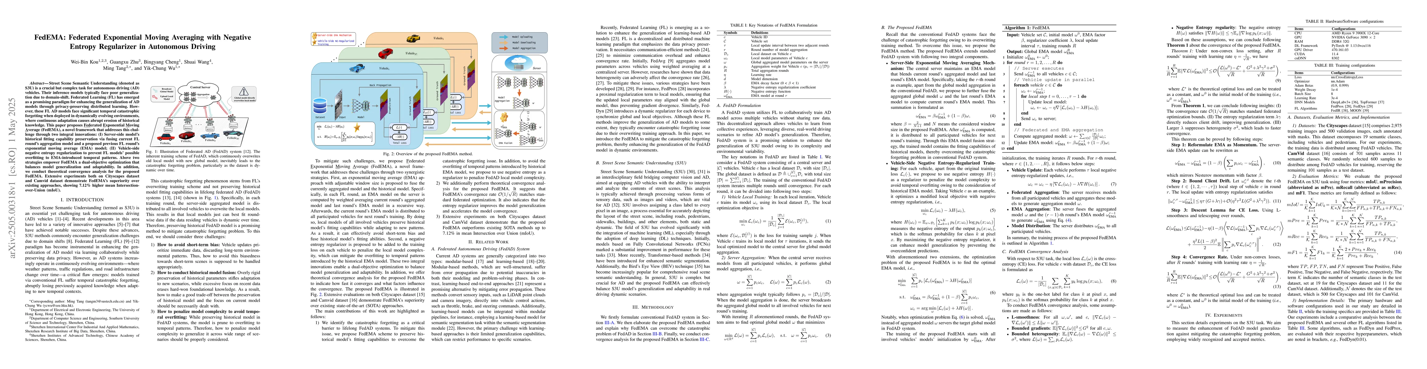Thumbnail for FedEMA: Federated Exponential Moving Averaging with Negative Entropy
  Regularizer in Autonomous Driving