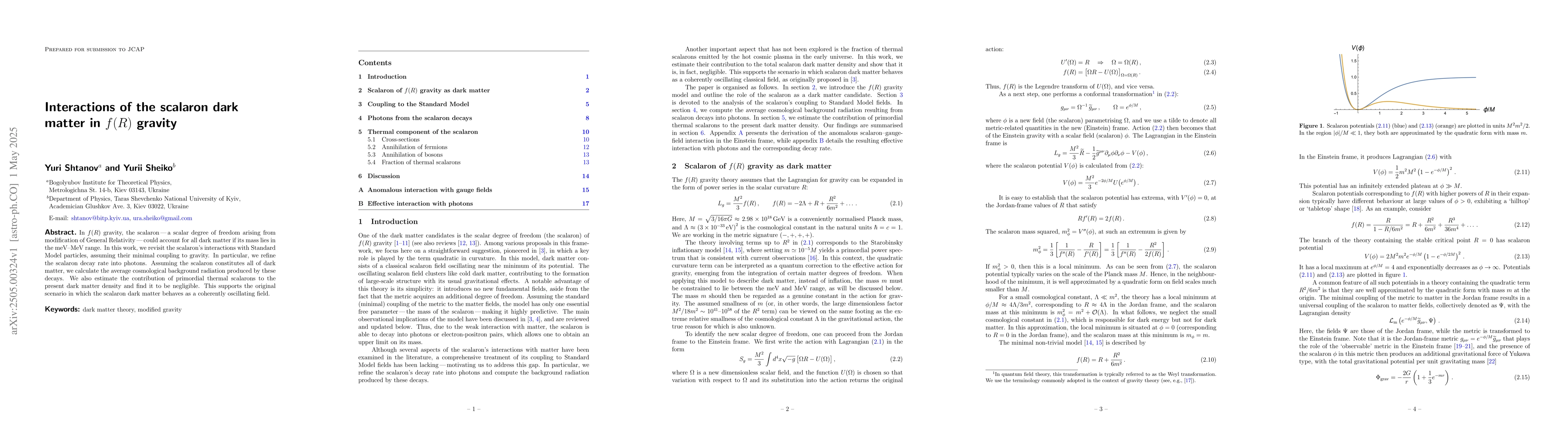 Thumbnail for Interactions of the scalaron dark matter in $f (R)$ gravity