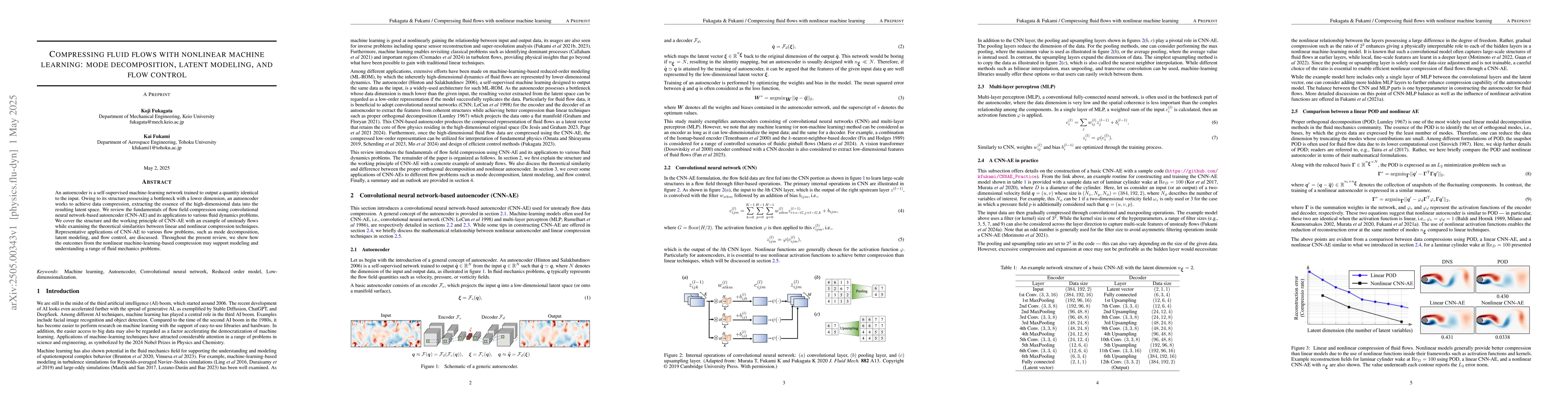 Thumbnail for Compressing fluid flows with nonlinear machine learning: mode
  decomposition, latent modeling, and flow control