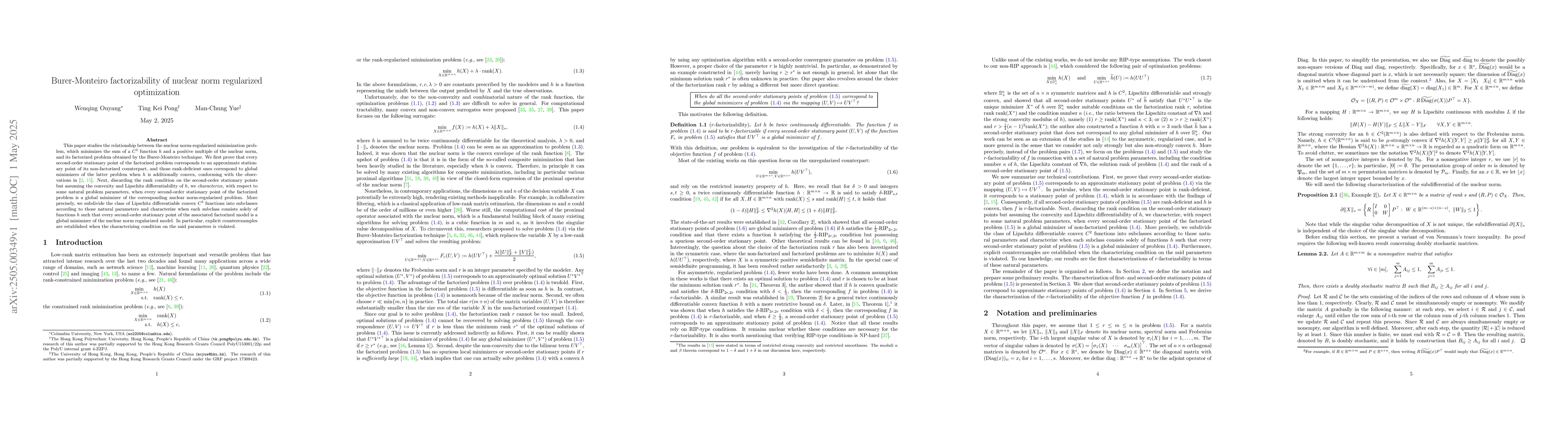 Thumbnail for Burer-Monteiro factorizability of nuclear norm regularized optimization
