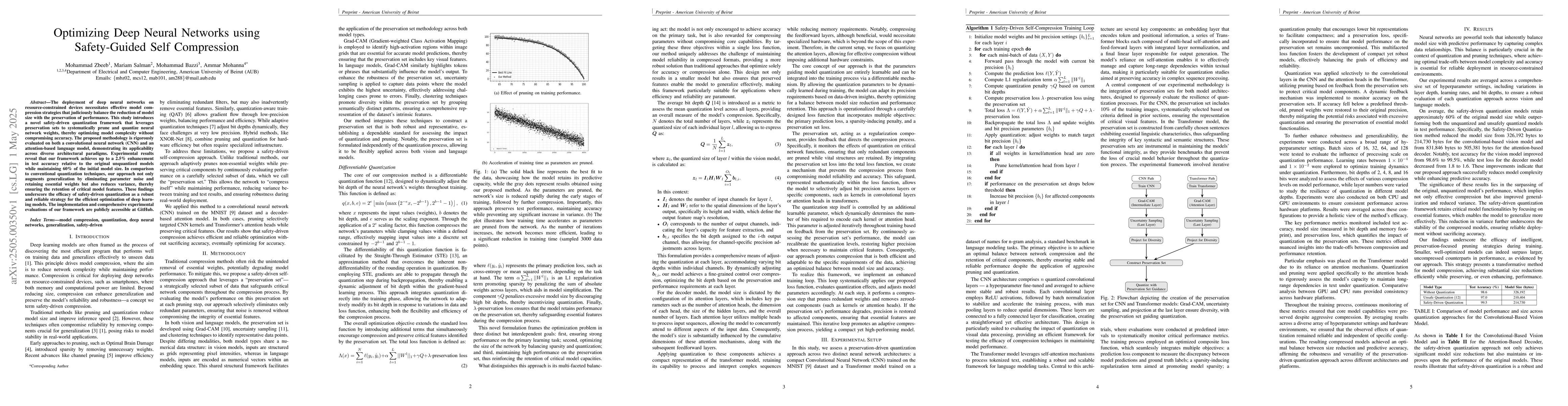 Thumbnail for Optimizing Deep Neural Networks using Safety-Guided Self Compression