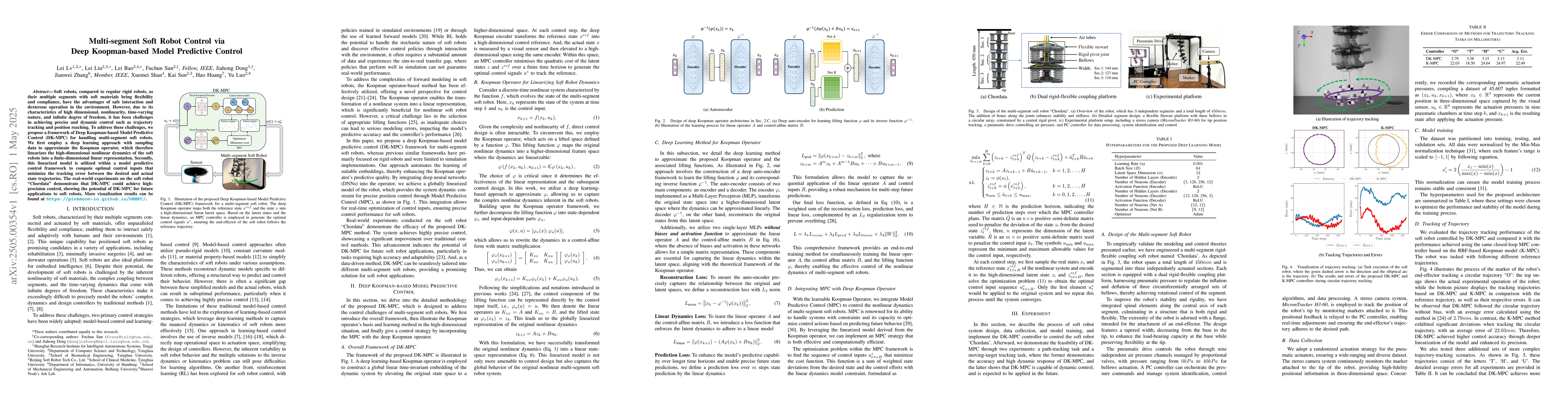 Thumbnail for Multi-segment Soft Robot Control via Deep Koopman-based Model Predictive
  Control