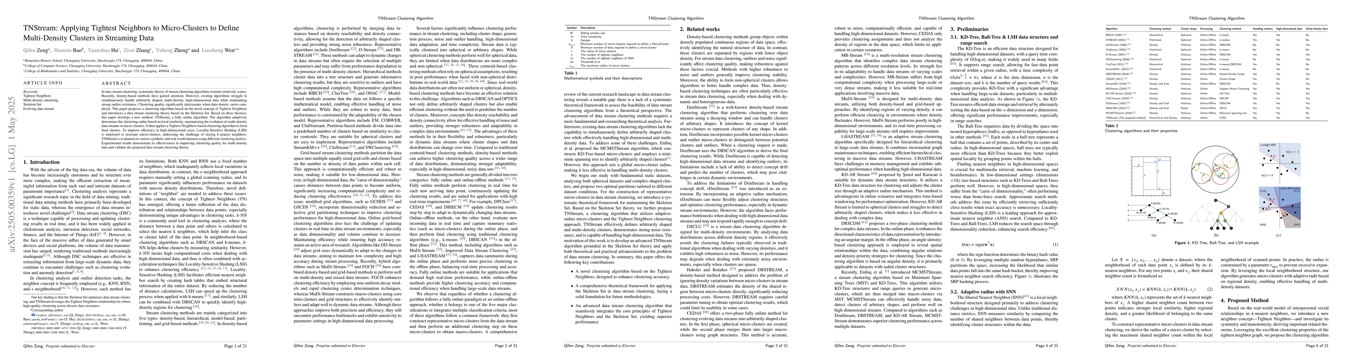 Thumbnail for TNStream: Applying Tightest Neighbors to Micro-Clusters to Define
  Multi-Density Clusters in Streaming Data